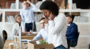Stressed African American female employee